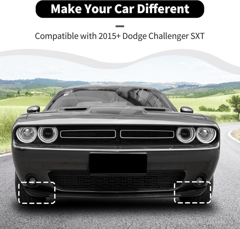 HTHE Carbon Fibre Front Shovels Cover Front Deflector Spoiler Bumper Lip Body Shovels Bumper Compatible with 2015+ Dodge Challenger SXT Exterior Accessories - Image 3